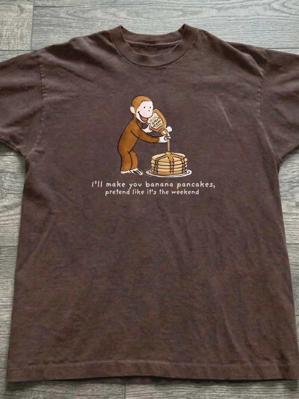 Graphic Banana Pancakes Tee - Brown